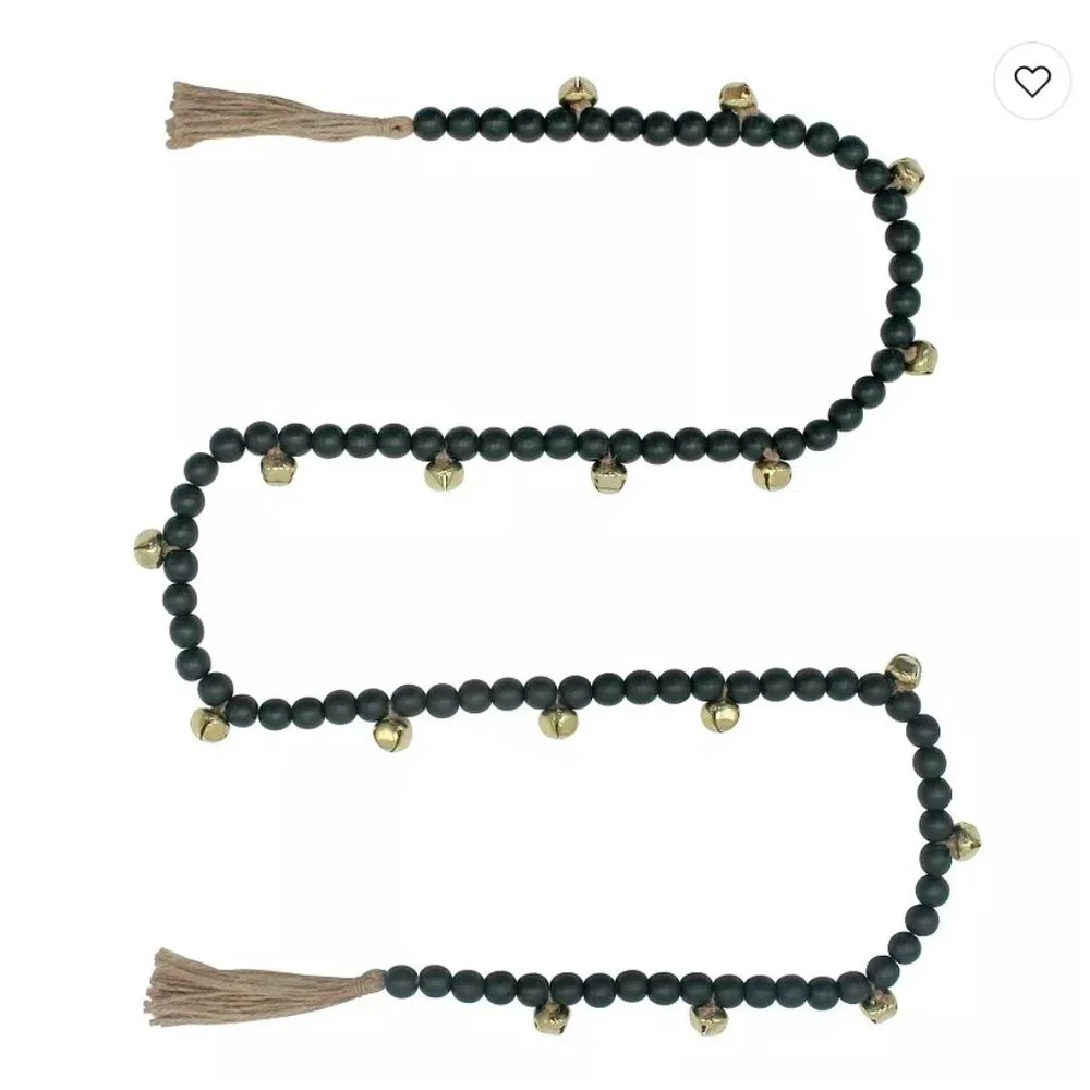 St. Nicholas Square® Green Beaded Jingle Bell Garland - NEW